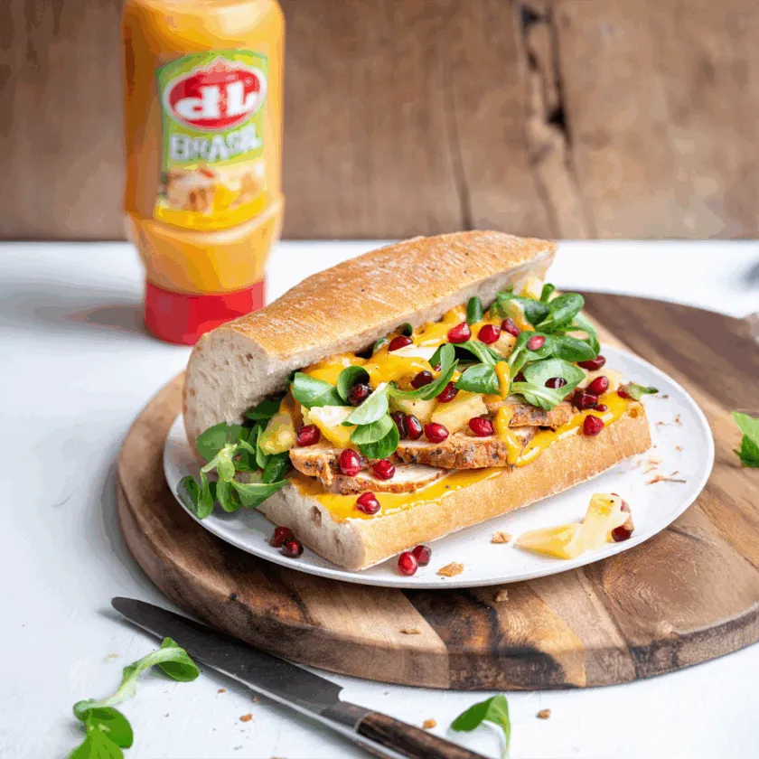 Sandwich au poulet et à l’ananas avec sauce brasil