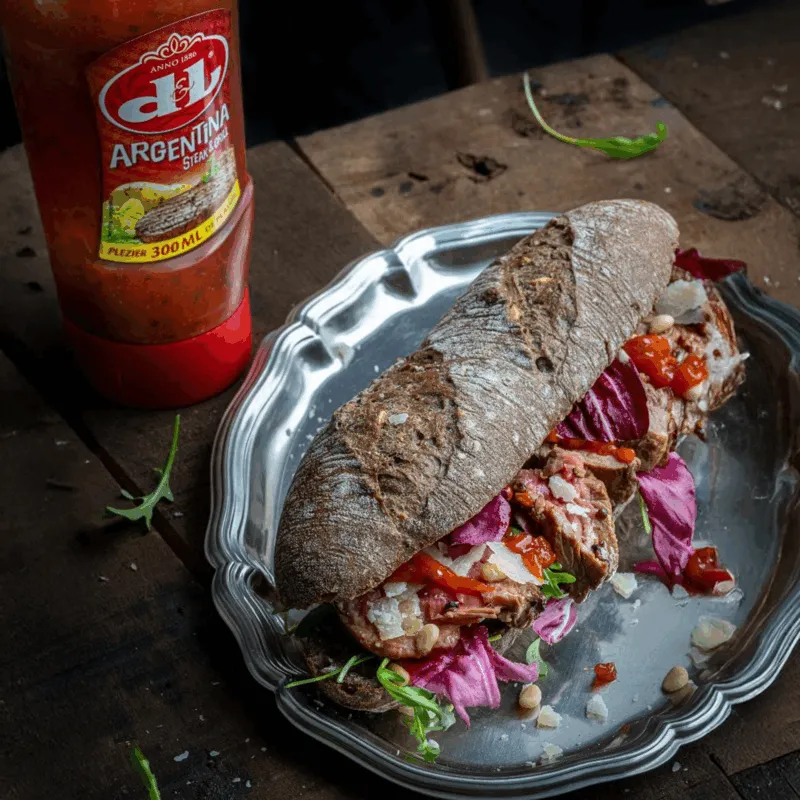 Sandwich au steak avec sauce argentine