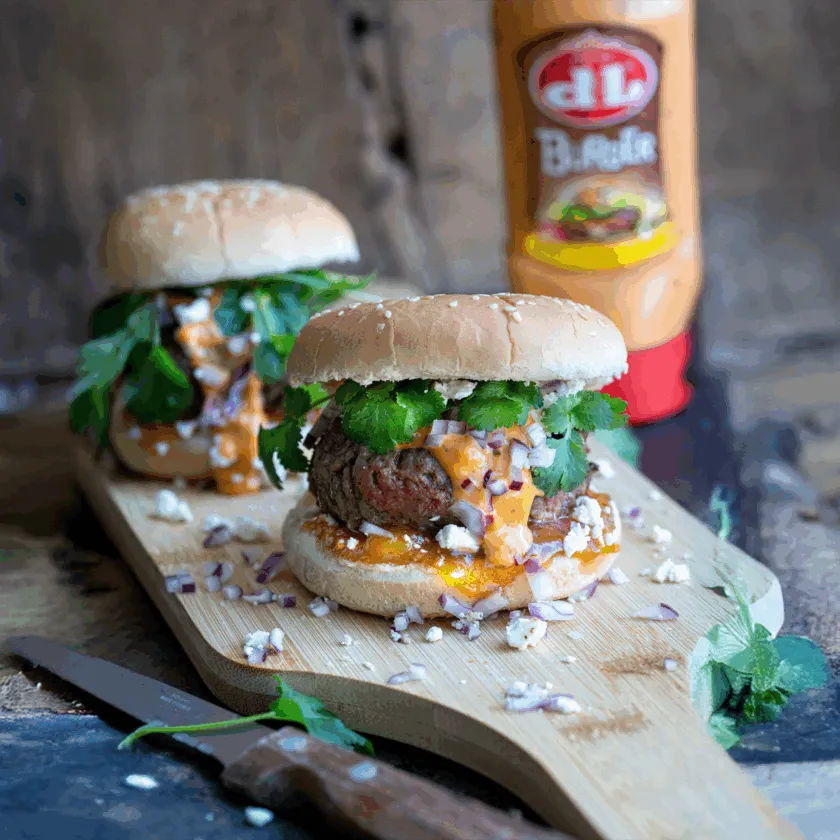 Hamburger avec mangue et feta