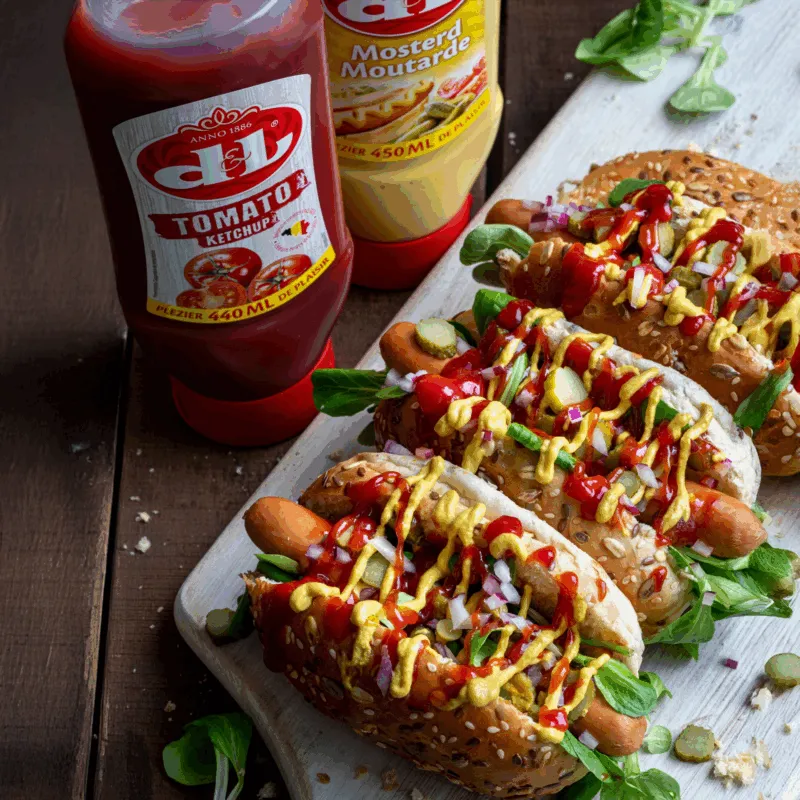 Klassieke hotdog mosterd ketchup