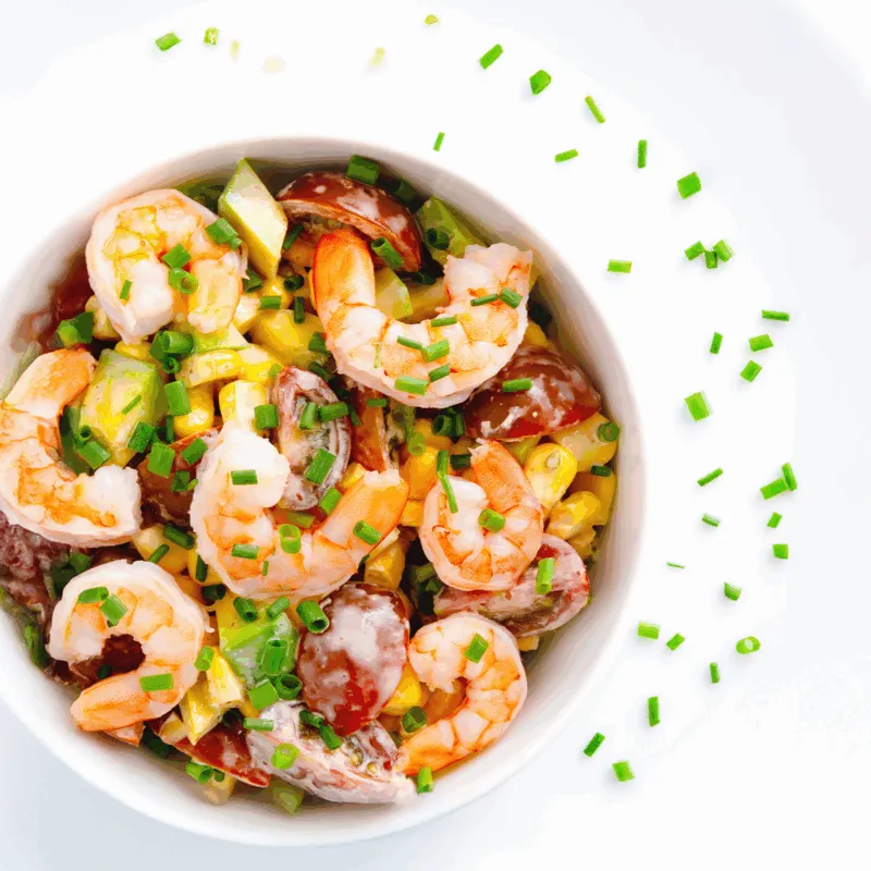 Private: Salade met scampi en Mayonaise met olijfolie